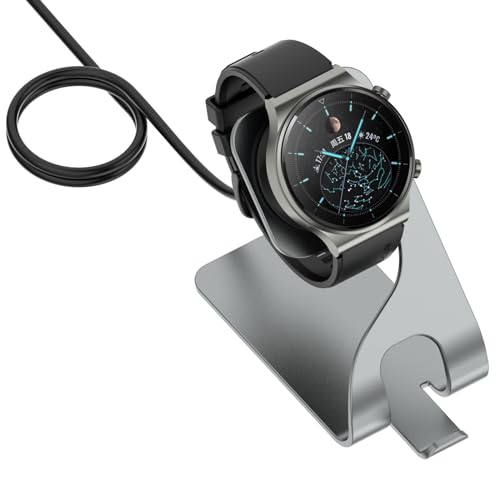 Discool Ersatz-Ladedock-Ständer kompatibel mit Huawei Watch GT4 (46mm/41mm), Metall-Ladegerät Desktop-Basisständer mit Ladedock-Kabel Smart Watch Zubehör (1.5M/Gery) von Disscool