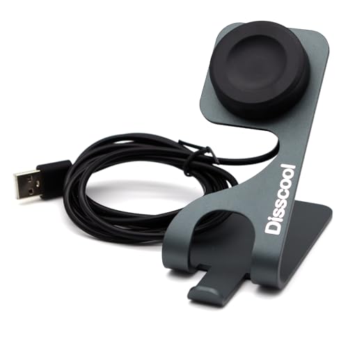 Discool Ersatz-Ladedock-Ständer kompatibel mit Huawei Watch GT4 (46mm/41mm), Metall-Ladegerät Desktop-Basisständer mit Ladedock-Kabel Smart Watch Zubehör (1.5M/Gery) von Disscool