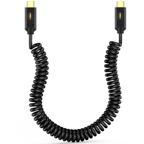 Discool USB4 Kabelfeder gewickelt, USB C zu USB C Kabel 8K/6K @60hz 40Gbps 240W schnelle Datenladeart C Verlängerungskabel kompatibel mit Mobiltelefonen, Laptops (1.2M/3.9FT) von Disscool