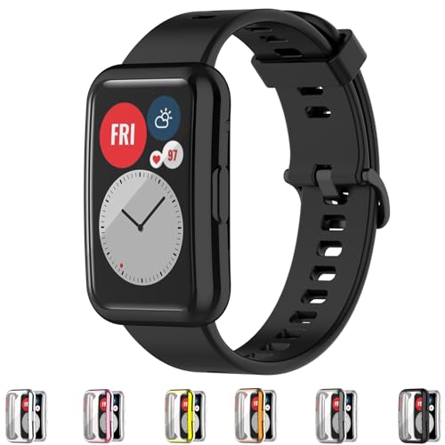 Schutzhülle kompatibel mit Huawei Watch Fif Special Edition (B39)/Watch Fit, neue Schutzhüllen, Disscool weich, Anti-Drop-TPU-Ersatz, vollständige Abdeckung, Schutzhülle, Smartwatch-Zubehör (schwarz) von Disscool