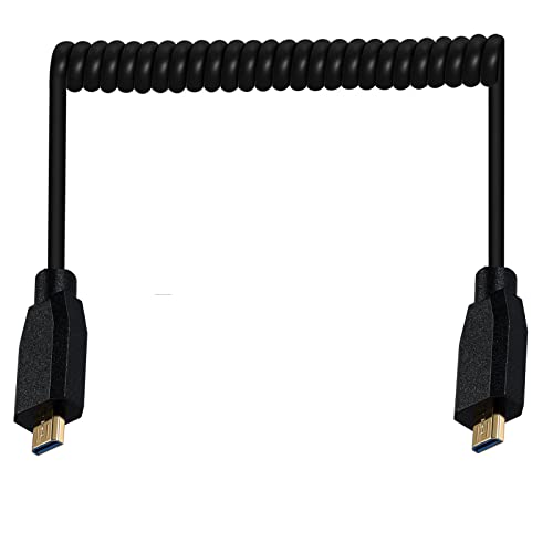 Ultradünnes HDMI-Spiralkabel, Disscool Micro-HDMI-Stecker Typ D auf Micro-HDMI-Stecker Typ D-Stecker-Adapter, flexible Federverlängerungskabel, 2,1 V 8 K @ 60 Hz 4 K @ 120 Hz (M auf M) von Disscool