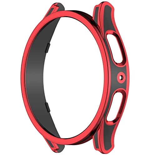 Vollständige Abdeckung mit Displayschutzfolie, kompatibel mit Samsung Glaxy Watch 5 44 mm/4 44 mm, Disscool PC und Echtglas-Schutzhülle (schwarz + rot) von Disscool