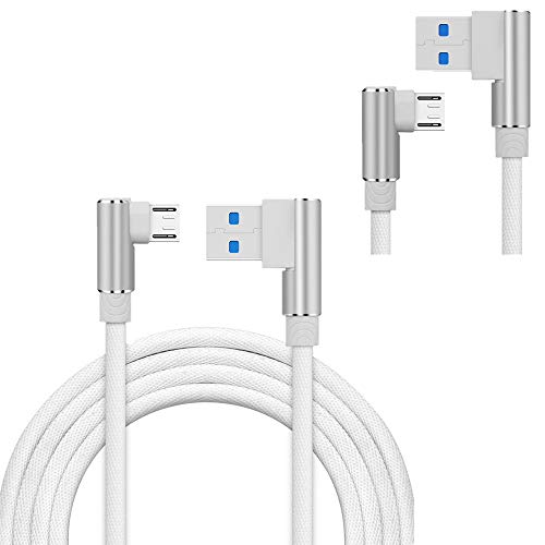 Distinct® 90 Grad L-förmig rechtwinklig 1M+2M+3M Micro USB Kabel Daten Sync Ladekabel für Samsung Galaxy S7 S6, HTC, Nexus, LG & More (Weiß) von Distinct