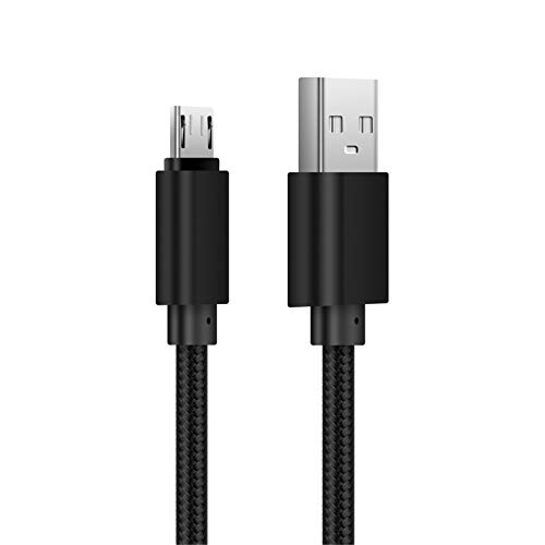 Micro USB Kabel 2m Android Ladekabel Geflochtenes USB Kabel aus Nylon Unterstützung für das Aufladen und die Datenübertragung Kompatibel mit Telefonen, Tablets, Computern, Laptops und mehr (Schwarz) von Distinct