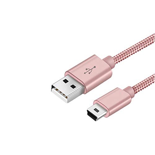 Mini USB Kabel 1M Nylon Geflochtenes USB 2.0 zu Mini B Kabel Datenübertragungs und Ladekabel Kompatibel mit Dash Cam, PS3 Controller, PDA, Kamera, Scanner und weiteren Mini USB Geräten (Rosa) von Distinct