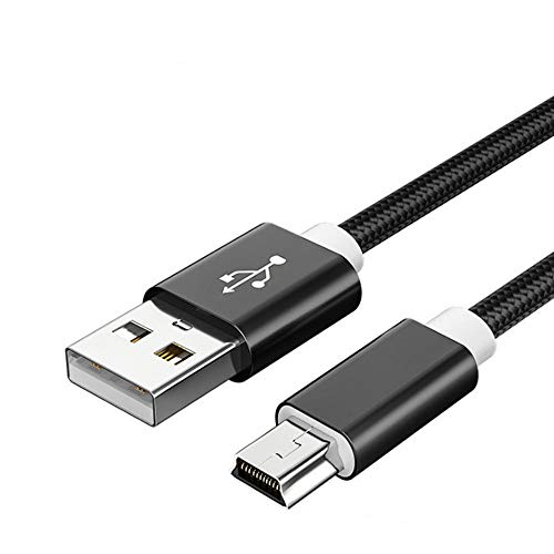 Mini USB Kabel 25CM Nylon Geflochtenes USB 2.0 zu Mini B Kabel Datenübertragungs und Ladekabel Kompatibel mit Dash Cam, PS3 Controller, PDA, Kamera, Scanner und weiteren Mini USB Geräten (Schwarz) von Distinct