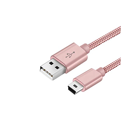 Mini USB Kabel 3M Nylon Geflochtenes USB 2.0 zu Mini B Kabel Datenübertragungs und Ladekabel Kompatibel mit Dash Cam, PS3 Controller, PDA, Kamera, Scanner und weiteren Mini USB Geräten (Rosa) von Distinct