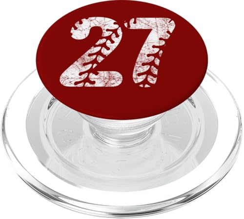 Baseball Softball Mom #27 Nummer 27 Distressed Schnürsenkel Weiß PopSockets PopGrip für MagSafe Baseball Softball Mom #27 Nummer 27 Distressed Schnürsenkel Weiß PopSockets PopGrip für MagSafe von Distressed White Baseball Softball Team Numbers