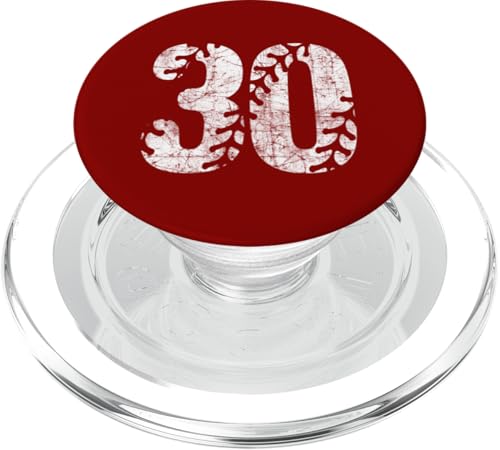 Baseball Softball Mom #30 Nummer 30 Distressed Schnürsenkel Weiß PopSockets PopGrip für MagSafe von Distressed White Baseball Softball Team Numbers