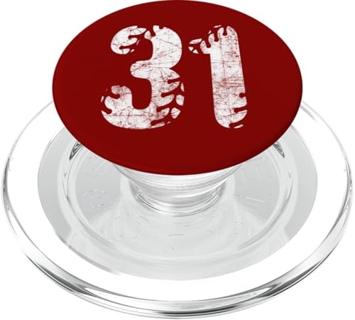 Baseball Softball Mom #31 Nummer 31 Distressed Schnürsenkel Weiß PopSockets PopGrip für MagSafe von Distressed White Baseball Softball Team Numbers
