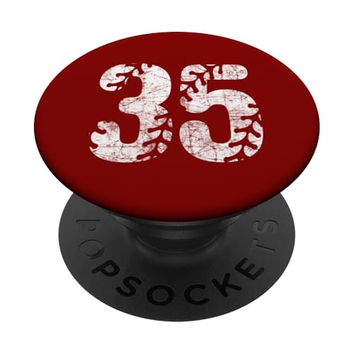 Baseball Softball Mom #35 Nummer 35 Distressed Schnürsenkel Weiß PopSockets Klebender PopGrip von Distressed White Baseball Softball Team Numbers