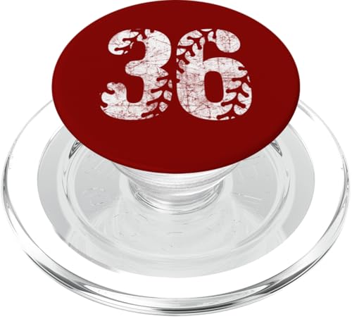 Baseball Softball Mom #36 Nummer 36 Distressed Schnürsenkel Weiß PopSockets PopGrip für MagSafe von Distressed White Baseball Softball Team Numbers