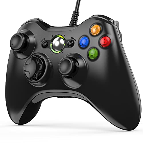 Diswoe Controller für Xbox 360, Gamepad Joystick mit Kabel, USB Gamepad Wired Controller, PC Wired Joypad Game Controller, Ergonomisches Design für Xbox 360/Xbox 360 Slim/PC Win7/8/10/11/XP von Diswoe