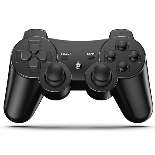 Diswoe Wireless Controller für PS3, Bluetooth Game Controller für PS3 Double Shock 6-Achsen Rechargable Remote Controller Gamepad mit Ladekabel für PS3 von Diswoe