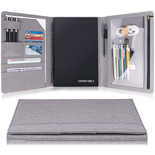 Trifold Cover für Rocketbook Fusion, Panda, Everlast, Briefgröße, Multi A4 Größe Notebook Case mit Stiftschlaufe, wasserdichter Stoff, Reißverschlusstasche, Visitenkartenhalter (Grau) von Ditiord