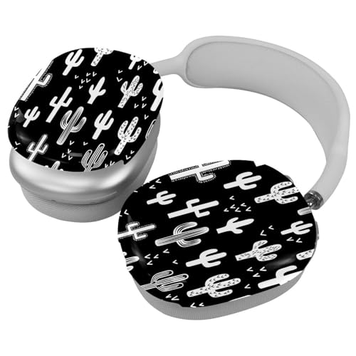 Schutzhülle für AirPods Max Kopfhörer, 2 Paar Anti-Kratz-Ohrmuscheln Abdeckung für AirPod Max, Zubehör Schutzhülle - Kaktus auf Schwarz von Diusye