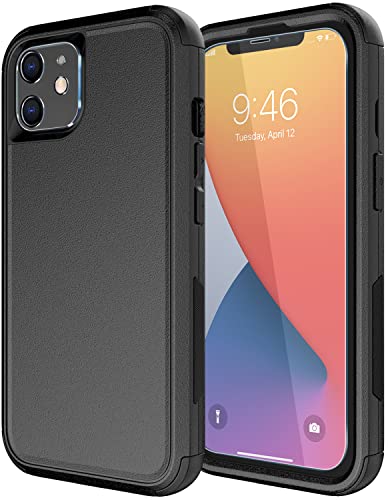 Diverbox Schutzhülle für iPhone 11, stoßfest, sturzsicher, Displayschutzfolie aus gehärtetem Glas + Kameralinsenschutz, robuste Schutzhülle für Apple iPhone 11 (schwarz) von Diverbox