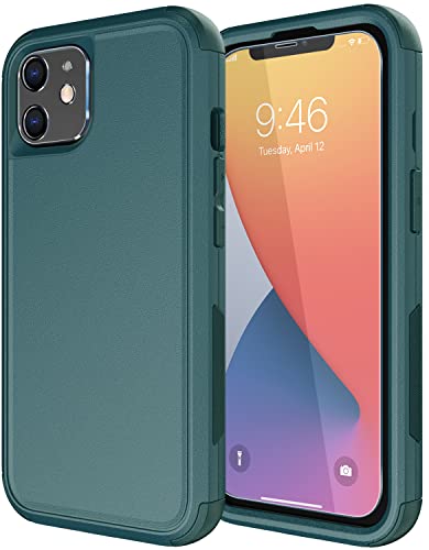 Diverbox Schutzhülle für iPhone 11, stoßfest, sturzsicher, gehärtetes Glas, strapazierfähig, Schutzhülle für Apple iPhone 11 (Dunkelgrün, 3-in-1) von Diverbox