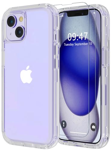 Diverbox Schutzhülle für iPhone 15, stoßfest, sturzsicher, mit Displayschutzfolie, robuste Schutzhülle für Apple iPhone 15, 15,5 cm (6,1 Zoll), transparent von Diverbox