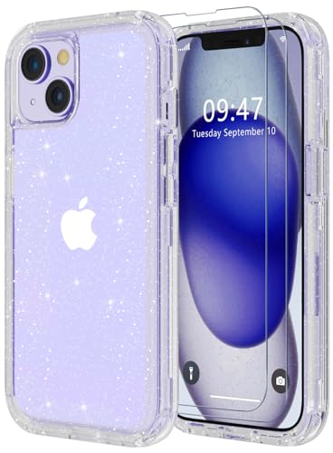 Diverbox Schutzhülle für iPhone 15, stoßfest, sturzsicher, mit Displayschutzfolie, robuste Schutzhülle für Apple iPhone 15, 15,5 cm (6,1 Zoll), transparenter Blitz) von Diverbox