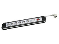 Steckdosenleise 6-fach, mit Überspann. u. Temperaturschutz, Farbe: schwarz/weiß von Good Connections