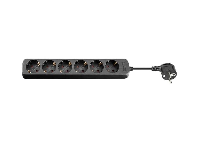 Steckdosenleiste 6-fach Schutzkontakt, schwarz, 1,5m von Good Connections