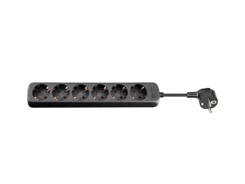 Steckdosenleiste 6-fach Schutzkontakt, schwarz, 3m von Good Connections