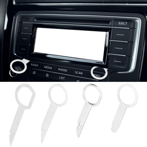 4Stück Autoradio-Entfernungsschlüssel DIN, Autoradio Ausbauwerkzeug, Schlüssel zum Entfernen des Autoradios Gesetzt, Kompatibel mit CDX, MEX, Radio Head Unit CD Player Pins(Color:Silber) von Divono