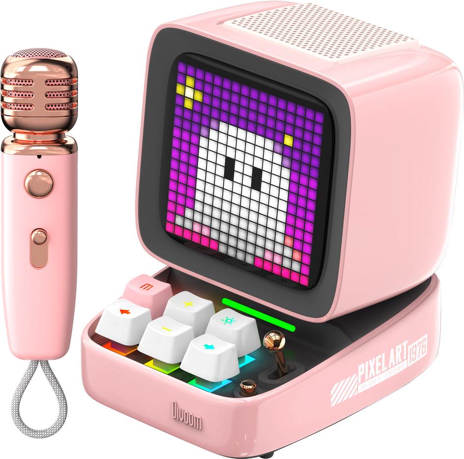 Divoom Ditoo-Mic Mini - 15 W - Kabellos - Tragbarer Mono-Lautsprecher - Pink - Mobiltelefon / Smartphone - MicroSD (TransFlash) (6958444603858) von Divoom