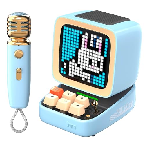 Divoom DitooMic Bluetooth-Lautsprecher-Mikrofon, Karaoke-Funktion, Blau von Divoom