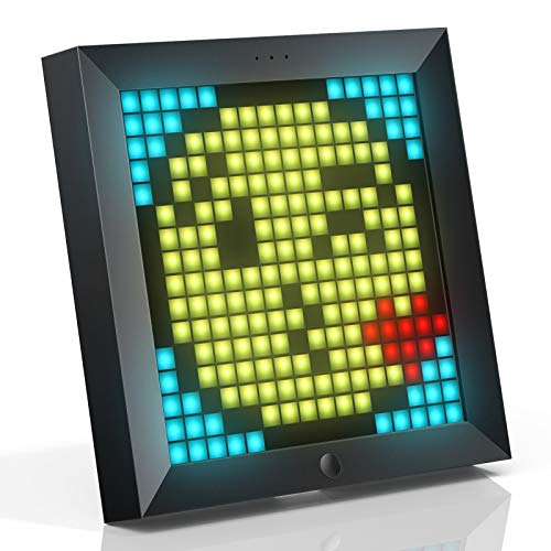 Divoom Pixoo Pixel Art Digitaler Bilderrahmen, Programmierbares 16 * 16 RGB LED Panel, Smart Clock mit Social Media Benachrichtigung, 7.18 Zoll Home Dekor Kalender Uhr, Gaming Gadgets (Schwarz) von Divoom