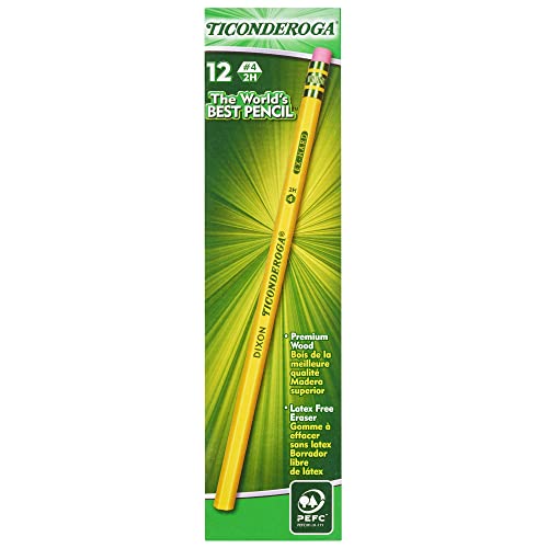Dixon Ticonderoga 13884 Bleistifte aus Holz, extra hart, 12 Stück, Gelb von Dixon Ticonderoga