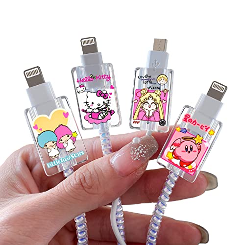 4 Stück Kabel Schutz für iPhone, Niedlicher Cartoon Kabel Zubehör Schützen Ladekabel, Handys Ladekabel Mauskabel USB-Kabel von DiyGody