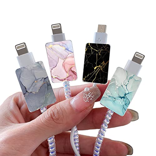 DiyGody 4 Stück Anti-Breaking KabelSchutz für iPhone, Niedliche USB Type-C Kabelschutz mit Glitzernd Marmor Muster für Frauen, Datenleitung Draht Saver, Anti-Biss-Zubehör Kabelverschraubung Protectors DiyGody 4 Stück Anti-Breaking KabelSchutz für iPhone, Niedliche USB Type-C Kabelschutz mit Glitzernd Marmor Muster für Frauen, Datenleitung Draht Saver, Anti-Biss-Zubehör Kabelverschraubung Protectors von DiyGody