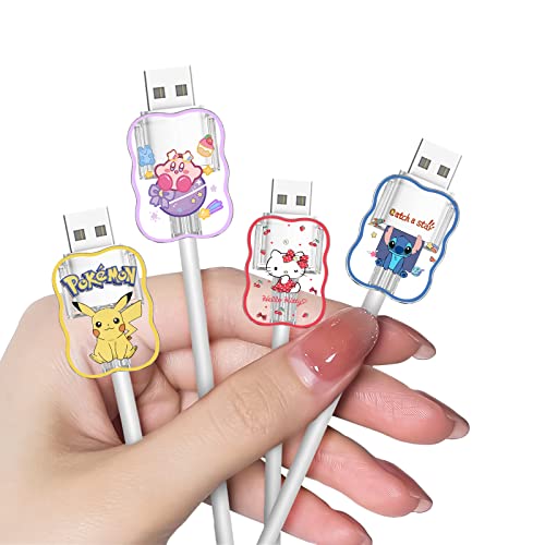 DiyGody 4 Stück Anti-Breaking Kabelschutz für iPhone Ladegerät, Niedlicher Cartoon Kabel Zubehör Schützen Ladekabel, Handys Ladekabel Mauskabel USB-Kabel von DiyGody