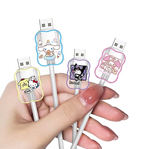 DiyGody 4 Stück Anti-Breaking Kabelschutz für iPhone Ladegerät, Niedlicher Cartoon Kabel Zubehör Schützen Ladekabel, Handys Ladekabel Mauskabel USB-Kabel von DiyGody