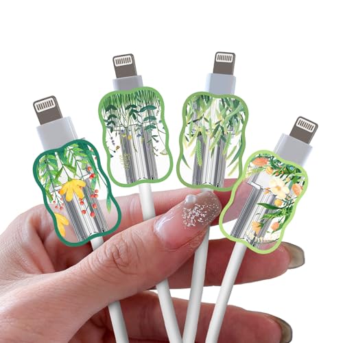 DiyGody 4 Stück Datenkabel Schutzhülle Kompatibel mit iPhone, Kabelschutz Anti-Breaking-Zubehör mit Niedliche Blumenmuster für Frauen, Kabelklemmensparer Datenleitung USB Typ-C/L Schutz, Blumenstrauch DiyGody 4 Stück Datenkabel Schutzhülle Kompatibel mit iPhone, Kabelschutz Anti-Breaking-Zubehör mit Niedliche Blumenmuster für Frauen, Kabelklemmensparer Datenleitung USB Typ-C/L Schutz, Blumenstrauch von DiyGody