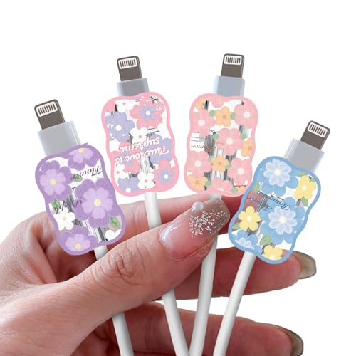 DiyGody 4 Stück Datenkabel Schutzhülle Kompatibel mit iPhone, Kabelschutz Anti-Breaking-Zubehör mit Niedliches Blumenmuster, Kabelklemmensparer Datenleitung USB Typ-C/L Schutz - Ölmalerei Blumen DiyGody 4 Stück Datenkabel Schutzhülle Kompatibel mit iPhone, Kabelschutz Anti-Breaking-Zubehör mit Niedliches Blumenmuster, Kabelklemmensparer Datenleitung USB Typ-C/L Schutz - Ölmalerei Blumen von DiyGody