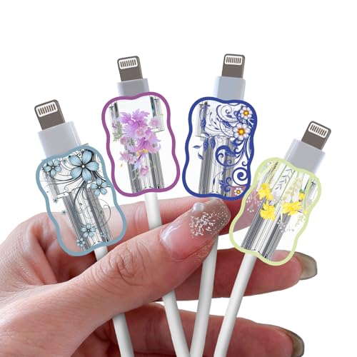 DiyGody 4 Stück Datenkabel Schutzhülle Kompatibel mit iPhone, Kabelschutz Anti-Breaking-Zubehör mit Niedliches Blumenmuster für Frauen, Kabelklemmensparer Datenleitung USB Typ-C/L Schutz, Spitzenborte DiyGody 4 Stück Datenkabel Schutzhülle Kompatibel mit iPhone, Kabelschutz Anti-Breaking-Zubehör mit Niedliches Blumenmuster für Frauen, Kabelklemmensparer Datenleitung USB Typ-C/L Schutz, Spitzenborte von DiyGody