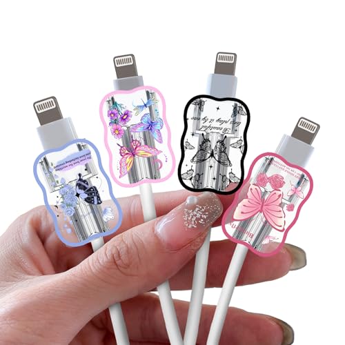 DiyGody 4 Stück Datenkabel Schutzhülle Kompatibel mit iPhone, Kabelschutz Anti-Breaking-Zubehör mit Niedliches Schmetterling Blumenmuster für Frauen, Kabelklemmensparer Datenleitung USB Typ-C/L Schutz DiyGody 4 Stück Datenkabel Schutzhülle Kompatibel mit iPhone, Kabelschutz Anti-Breaking-Zubehör mit Niedliches Schmetterling Blumenmuster für Frauen, Kabelklemmensparer Datenleitung USB Typ-C/L Schutz von DiyGody