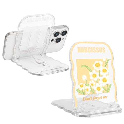 DiyGody Blumen Handy-Halterung Kompatibel mit iPhone/iPad/Samsung/Google, Abziehbar Handy-Ständer mit Narzisse Muster für Frauen, Transparente Acryl PC Tablet Ständer für Schreibtisch Büro Küche DiyGody Blumen Handy-Halterung Kompatibel mit iPhone/iPad/Samsung/Google, Abziehbar Handy-Ständer mit Narzisse Muster für Frauen, Transparente Acryl PC Tablet Ständer für Schreibtisch Büro Küche von DiyGody