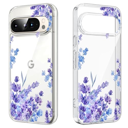 DiyGody Elegant Blumen Handyhülle Kompatibel mit Google Pixel 9 Pro 6,3 Zoll, Transparente Silikon TPU Schutzhülle mit Lavendel Muster für Frauen, Ultra Dünn Anti-Rutsch Stoßfest Hybrid-Schutz Hülle DiyGody Elegant Blumen Handyhülle Kompatibel mit Google Pixel 9 Pro 6,3 Zoll, Transparente Silikon TPU Schutzhülle mit Lavendel Muster für Frauen, Ultra Dünn Anti-Rutsch Stoßfest Hybrid-Schutz Hülle von DiyGody