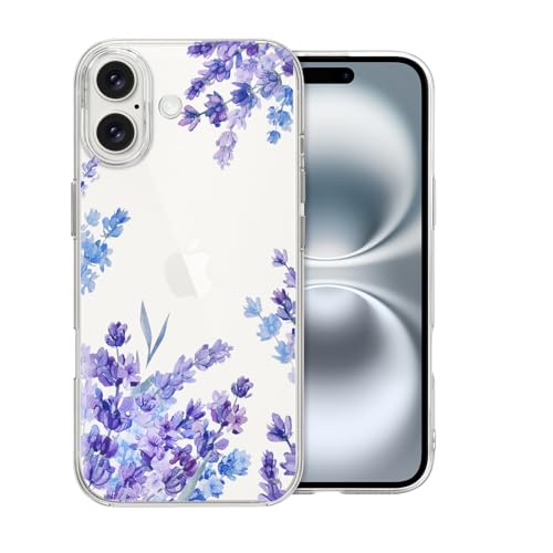 DiyGody Elegant Blumen Handyhülle Kompatibel mit iPhone 16 6,1 Zoll 2024, Transparente Weich Silikon TPU Schutzhülle mit Lavendel Muster für Frauen, Ultra Dünn Anti-Rutsch Stoßfest Hybrid-Schutz Hülle DiyGody Elegant Blumen Handyhülle Kompatibel mit iPhone 16 6,1 Zoll 2024, Transparente Weich Silikon TPU Schutzhülle mit Lavendel Muster für Frauen, Ultra Dünn Anti-Rutsch Stoßfest Hybrid-Schutz Hülle von DiyGody
