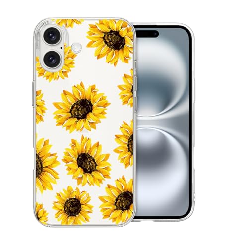 DiyGody Elegant Handyhülle Kompatibel mit iPhone 16 6,1 Zoll 5G 2024, Transparente Weich Silikon TPU Schutzhülle mit Sonnenblume Muster für Frauen, Ultra Dünn Anti-Rutsch Stoßfest Hybrid-Schutz Hülle DiyGody Elegant Handyhülle Kompatibel mit iPhone 16 6,1 Zoll 5G 2024, Transparente Weich Silikon TPU Schutzhülle mit Sonnenblume Muster für Frauen, Ultra Dünn Anti-Rutsch Stoßfest Hybrid-Schutz Hülle von DiyGody