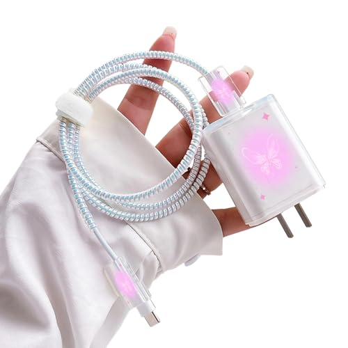 DiyGody Elegant Kabelschutz Set Kompatibel mit iPhone Ladegerät, Datenleitung Draht USB Typ-C/L Saver Ladekabelschutz mit Rosa Schmetterling Stern Muster für Frauen,Anti-Biss-Zubehör von Hunden Katzen DiyGody Elegant Kabelschutz Set Kompatibel mit iPhone Ladegerät, Datenleitung Draht USB Typ-C/L Saver Ladekabelschutz mit Rosa Schmetterling Stern Muster für Frauen,Anti-Biss-Zubehör von Hunden Katzen von DiyGody