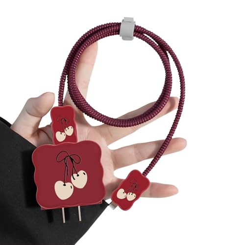DiyGody Elegant Ladekabelschutz Set für 18/20W Ladegerät Kompatibel mit iPhone, Datenleitung Draht Bisse Saver Kabelschutz mit Kirsche Muster für Frauen, Anti-Breaking Schutz Zubehör für USB-C Typ-L DiyGody Elegant Ladekabelschutz Set für 18/20W Ladegerät Kompatibel mit iPhone, Datenleitung Draht Bisse Saver Kabelschutz mit Kirsche Muster für Frauen, Anti-Breaking Schutz Zubehör für USB-C Typ-L von DiyGody