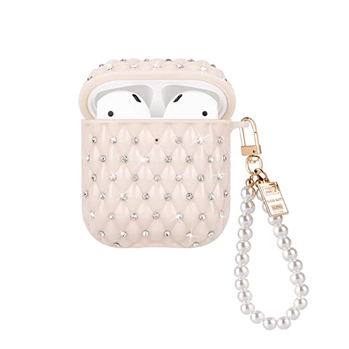 DiyGody Elegant Schutzhülle für Airpods 1/2 Generation, Glitzernde Diamant Hülle mit Perle Schlüsselanhänger für Frauen, Stoßfeste TPU Anti-Rutsch Kratzfest Ultradünn Zubehör-Set für AirPods 2&1-Beige DiyGody Elegant Schutzhülle für Airpods 1/2 Generation, Glitzernde Diamant Hülle mit Perle Schlüsselanhänger für Frauen, Stoßfeste TPU Anti-Rutsch Kratzfest Ultradünn Zubehör-Set für AirPods 2&1-Beige von DiyGody