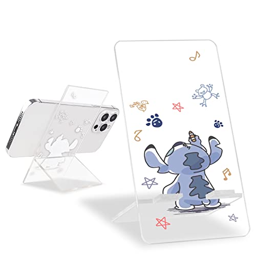 DiyGody Faltbarer Handyhalterung mit Niedlichem Anime-Muster für iPhone/Samsung/Google/iPad, Acryl Transparent Tablet Ständer Handy Ständer für Desktop, Schönes Design für Mädchen Frauen, Blauer Hund von DiyGody