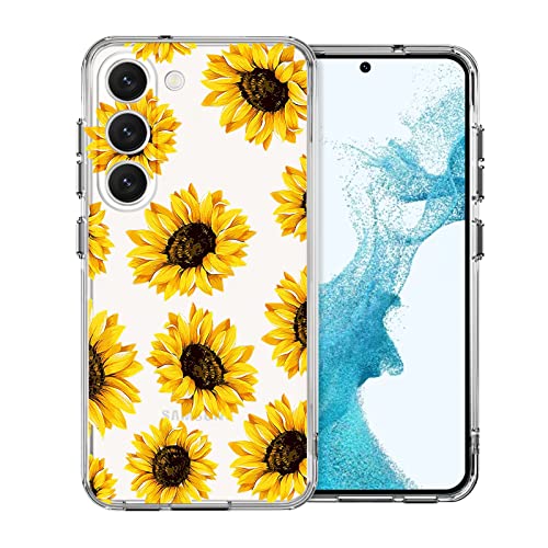 DiyGody Floral Flower Case Design für Samsung Galaxy S23 mit süßem Sonnenblumen-Muster für Frauen Mädchen Klar Slim Weich Silikon TPU Schutzhülle Kompatibel mit Galaxy S23 von DiyGody