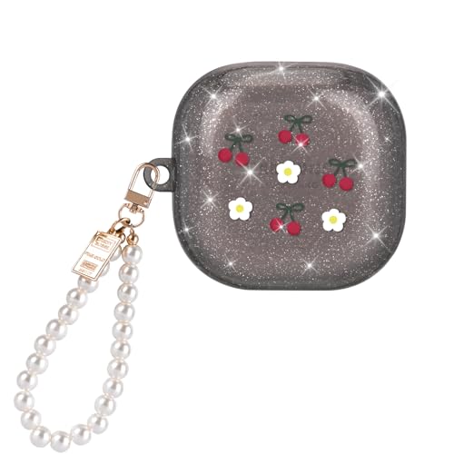 DiyGody Glitzernd Schutzhülle für Samsung Galaxy Buds FE/Buds 2/Buds Pro/Buds 2 Pro/Buds Live mit Perle Schlüsselanhänger, Weiche Silikon TPU Transparente Hülle mit Kirsche Blumen Muster für Frauen DiyGody Glitzernd Schutzhülle für Samsung Galaxy Buds FE/Buds 2/Buds Pro/Buds 2 Pro/Buds Live mit Perle Schlüsselanhänger, Weiche Silikon TPU Transparente Hülle mit Kirsche Blumen Muster für Frauen von DiyGody